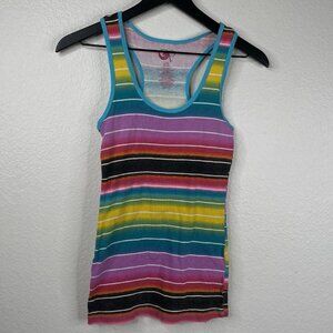 Ocean Pacific Op Tank Top Juniors Multicolor Sz L Racerback Striped Beach Y2K